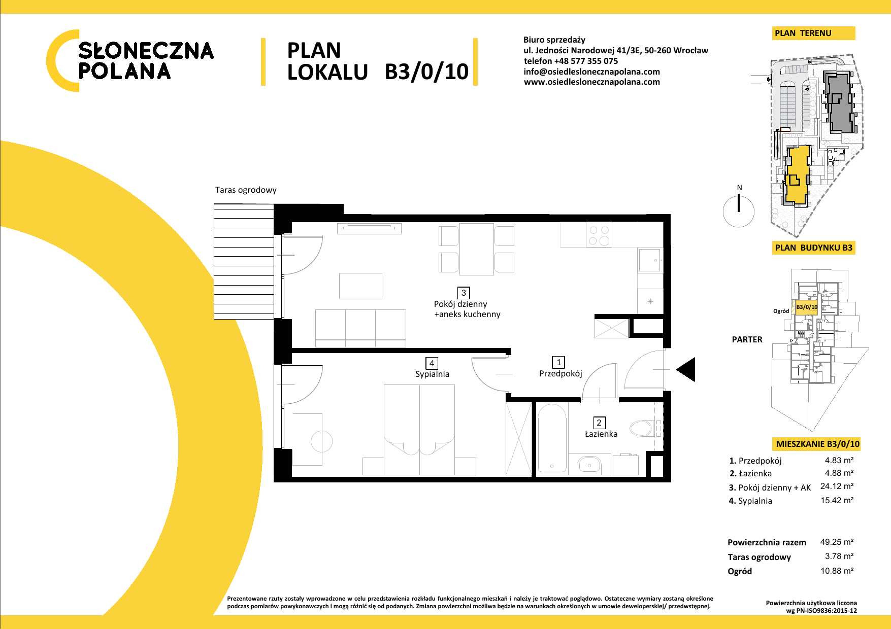 Apartament 49,25 m², parter, oferta nr B3/0/10, Słoneczna Polana, Kudowa-Zdrój, ul. Bluszczowa-idx